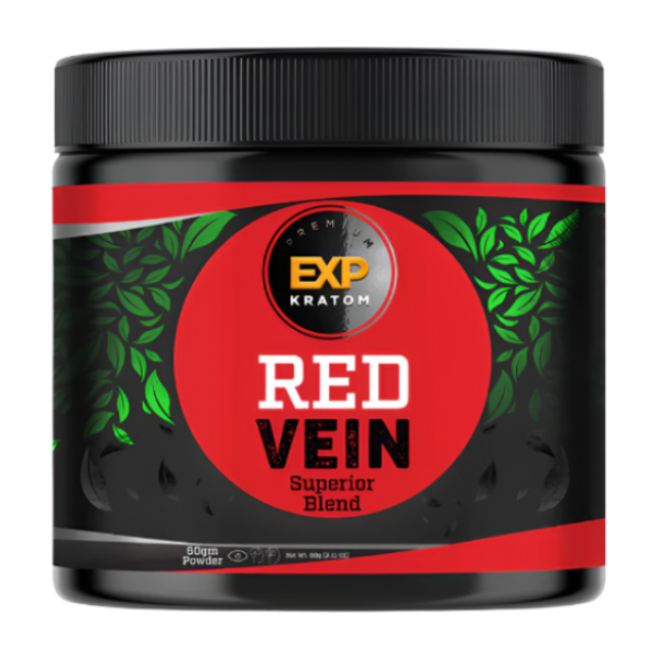 EXP Red Vein kratom powder 60g jar mockup at NuWave Botanicals