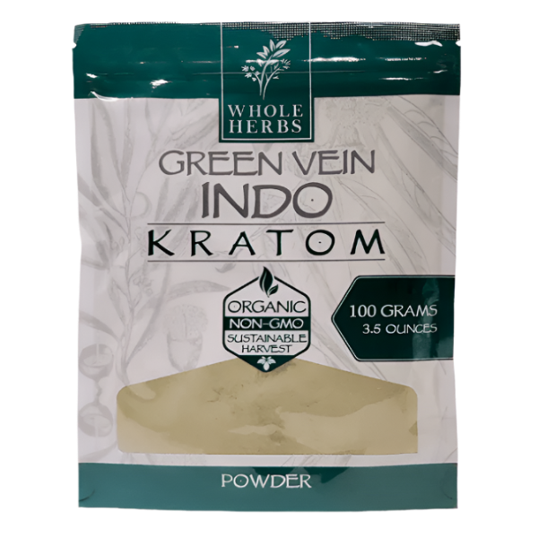 Whole Herbs Green Vein Indo kratom powder 100g at NuWave Botanicals