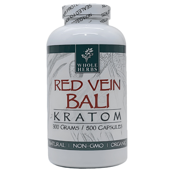 Whole Herbs Red Vein Bali kratom powder 300g/500ct bottle at NuWave Botanicals