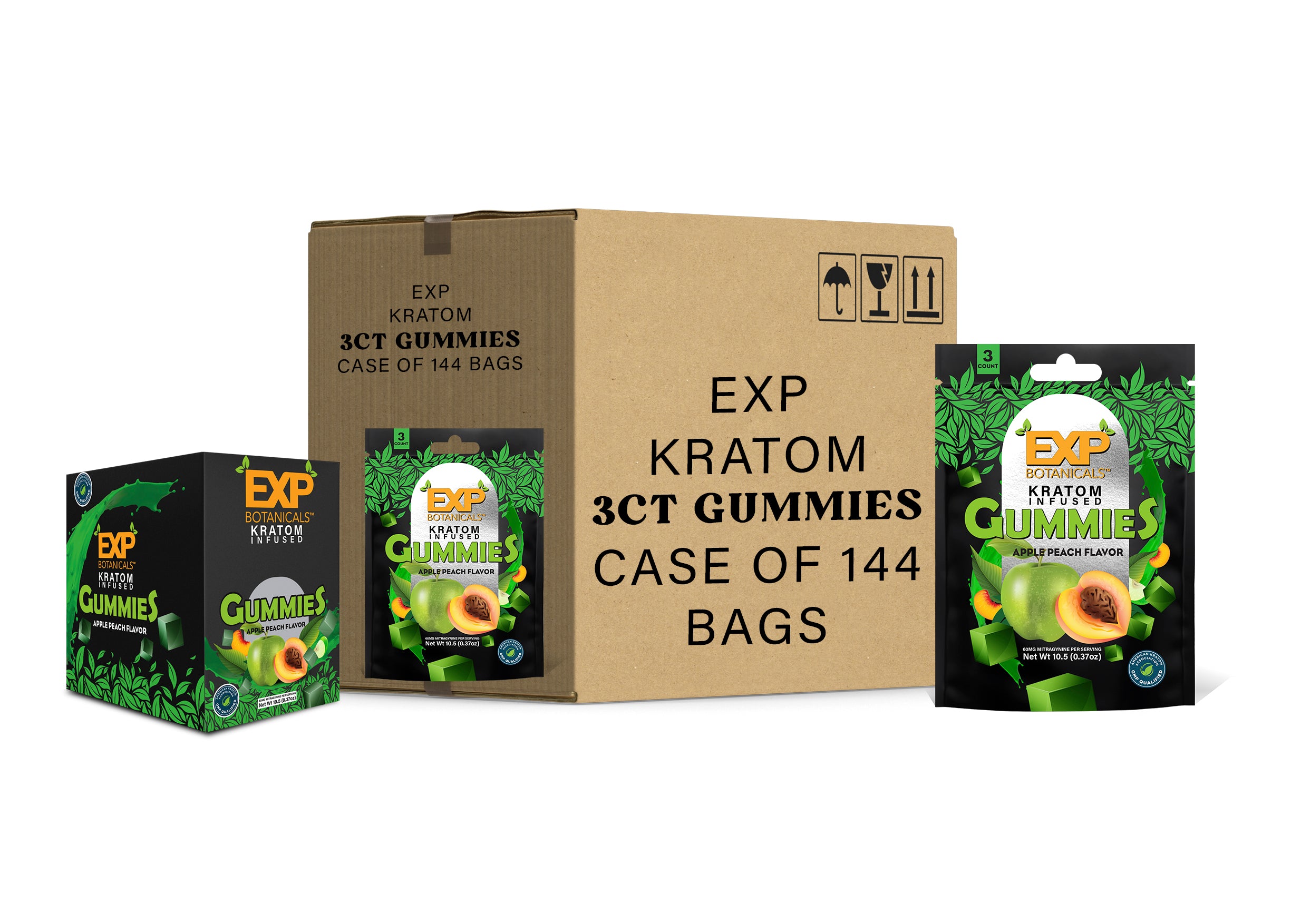 EXP Kratom Gummies | Apple Peach Flavor | Nuwave