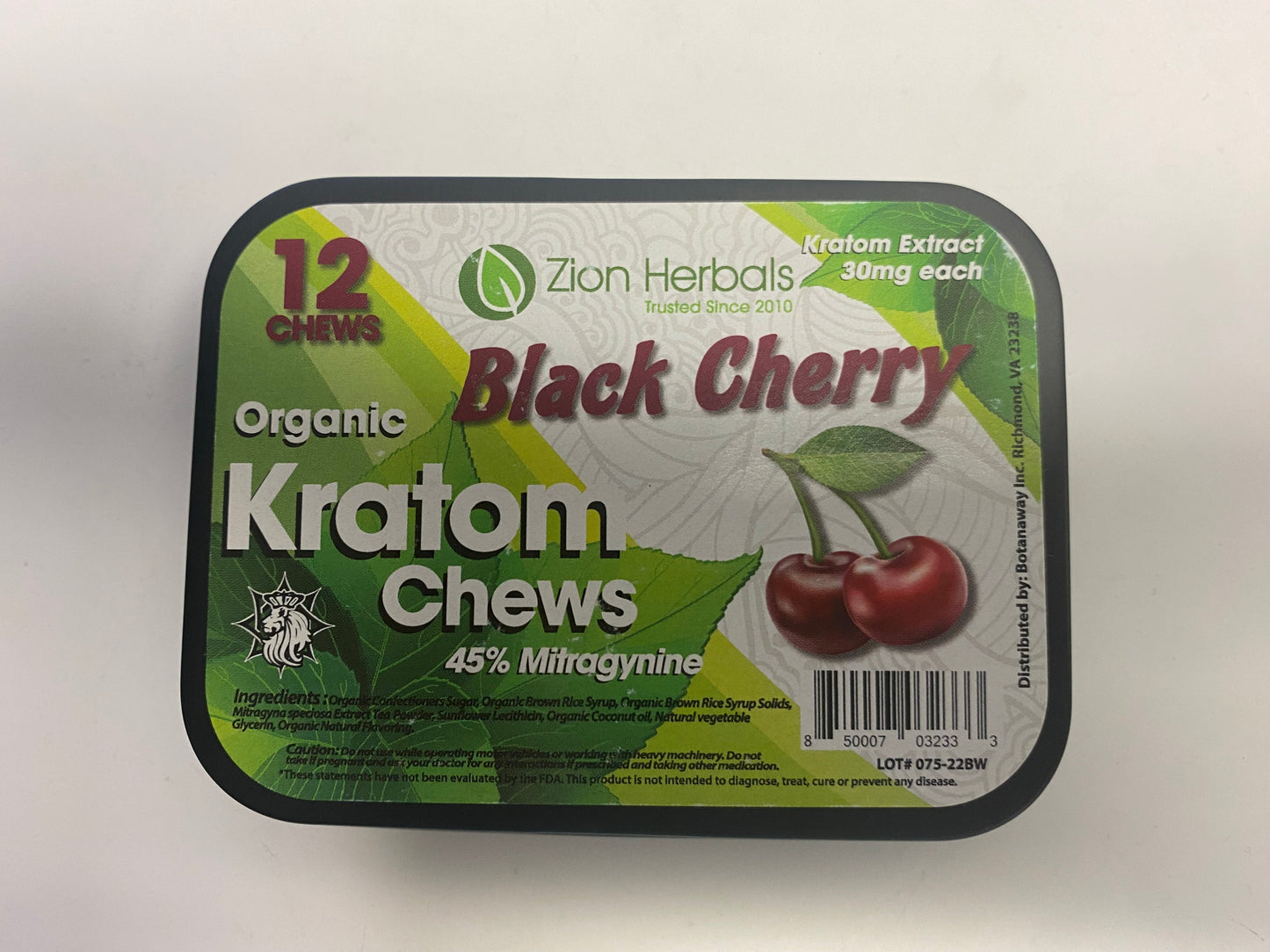 Zion Herbals Black Cherry Chews 45% Mitragynine 12 in a pack 30mg each one
