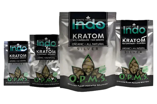 OPMS Silver White Vein Indo Kratom Capsules