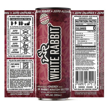 White Rabbit Energy Dr. Rabbit Kratom Seltzer can drink with details at NuWave Botanicals