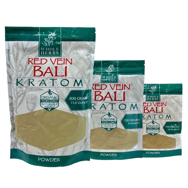 Whole Herbs Red Vein Bali kratom powder at NuWave Botanicals