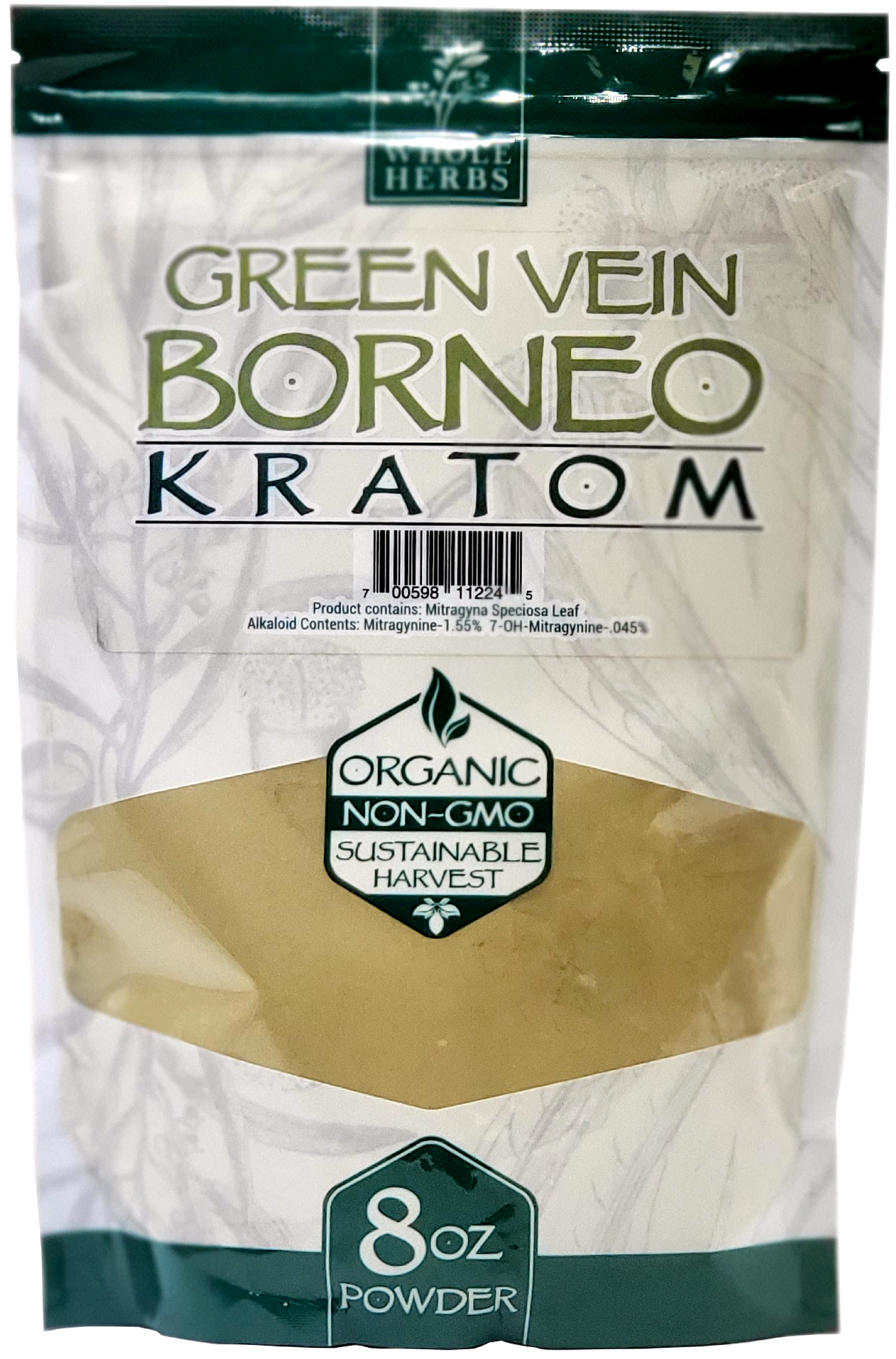 Whole Herbs Green Vein Borneo Kratom Powder
