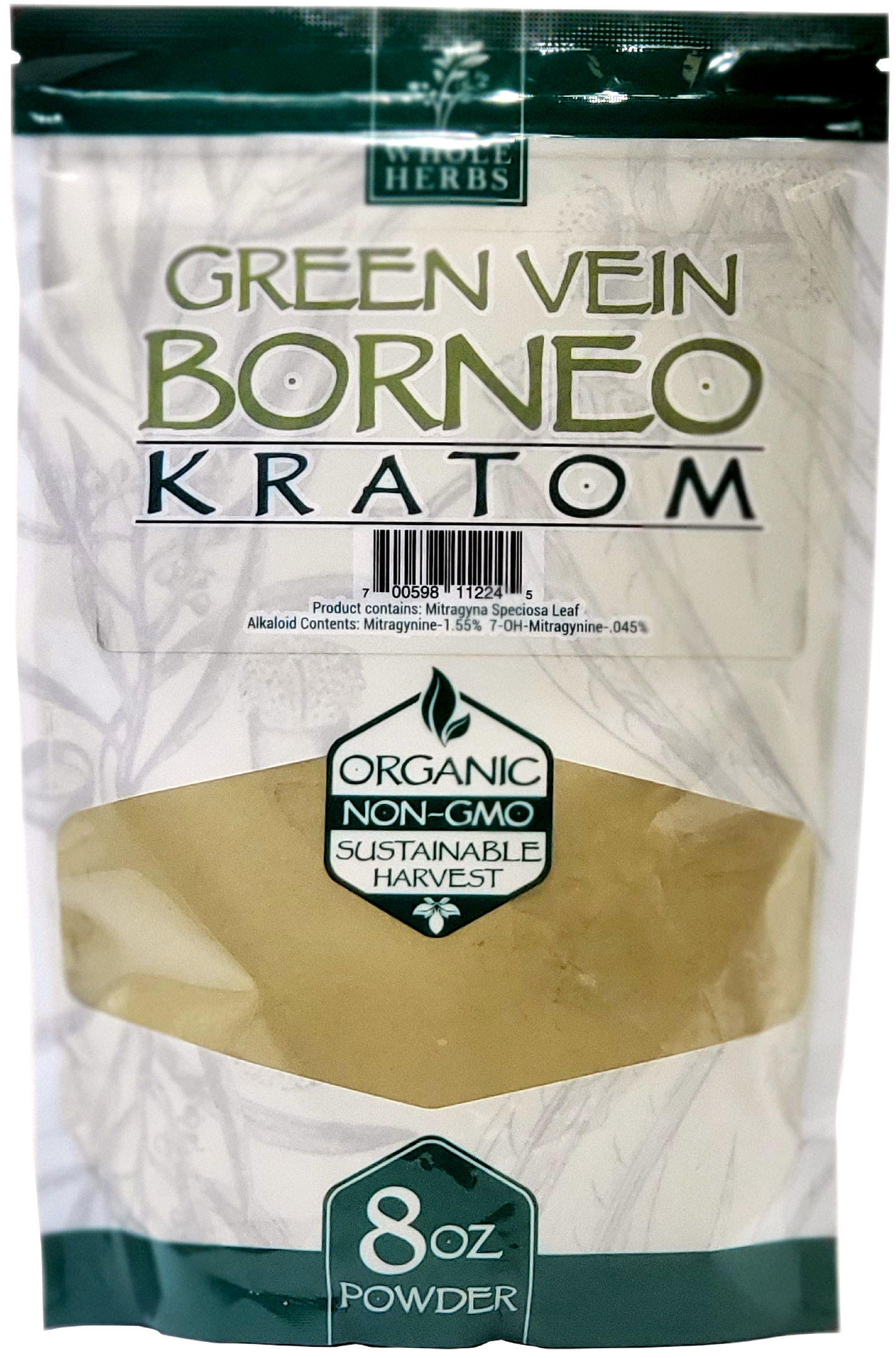 Whole Herbs Green Vein Borneo Kratom Powder