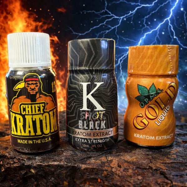 Mighty Mini Kratom Extract Shot – OPMS Gold + Chief Kratom + K Shot Black Extract Shots