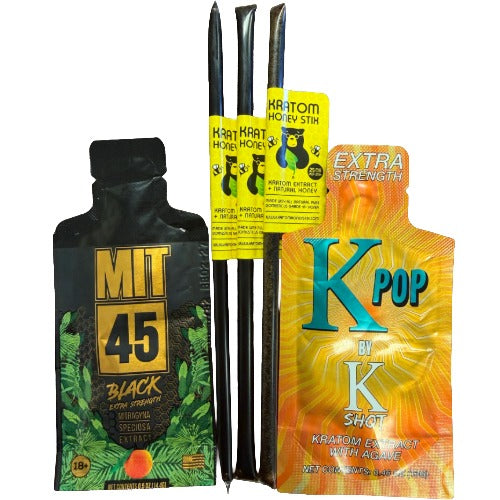 Golden Honey Kratom Pack MIT45 Black Honey, K-Pop Honey & Honey Stix Bundle