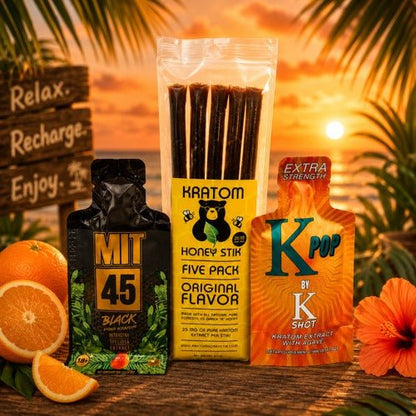 Golden Honey Kratom Pack MIT45 Black Honey, K-Pop Honey & Honey Stix Bundle