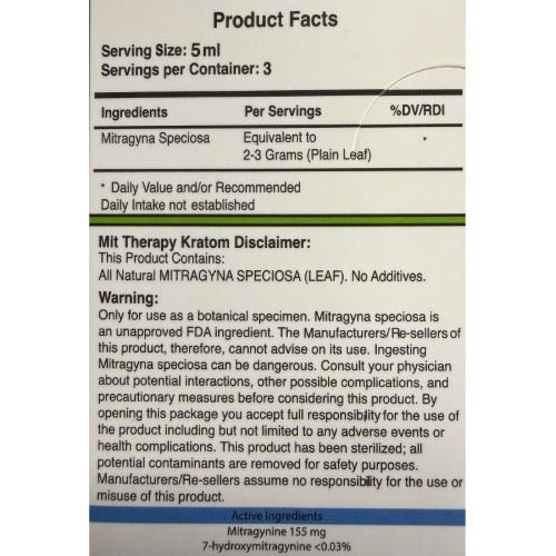 Mit Therapy Unflavored Herbal Extract Kratom Shot Fast-Absorbing Botanical Wellness Support 155mg