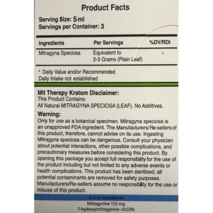 Mit Therapy Unflavored Herbal Extract Kratom Shot Fast-Absorbing Botanical Wellness Support 155mg