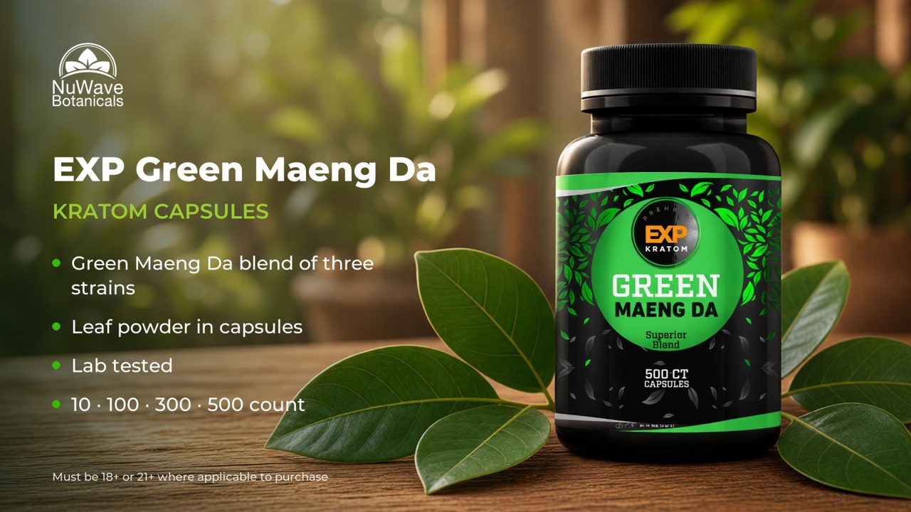 EXP Premium Green Maeng Da Blend Kratom Capsules product video, NuWave Botanicals