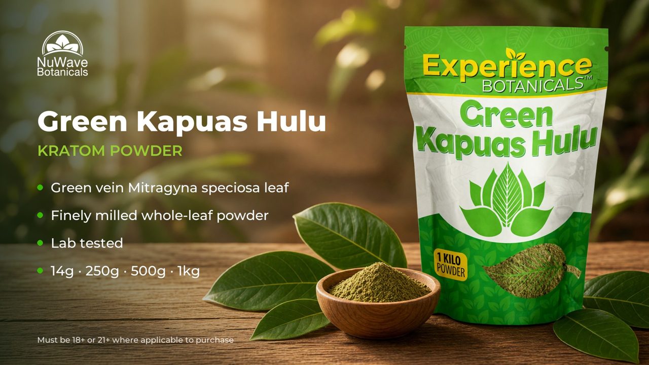 Green Kapuas Hulu Kratom Powder product video, NuWave Botanicals