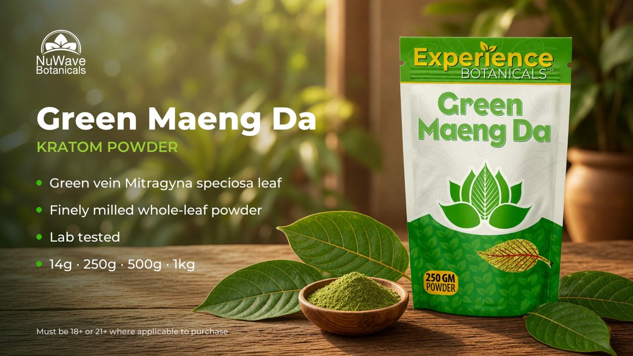 Experience Green Maeng Da Kratom Powder product video, NuWave Botanicals