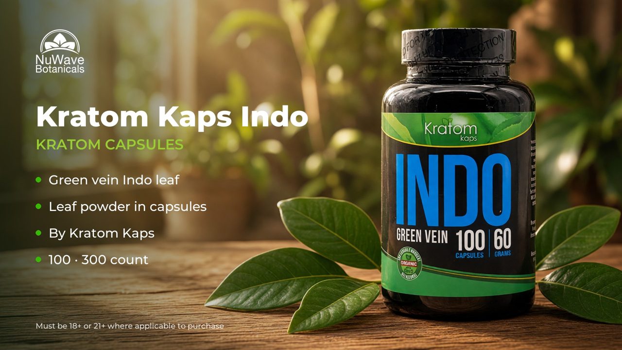 Kratom Kaps Indo Capsules-Bottle product video, NuWave Botanicals