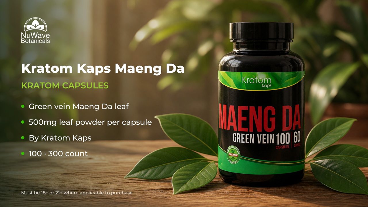 Green Vein Maeng Da Kratom Capsules 500mg product video, NuWave Botanicals
