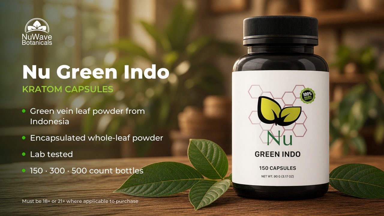 Nu Green Indo Kratom Capsules product video, NuWave Botanicals