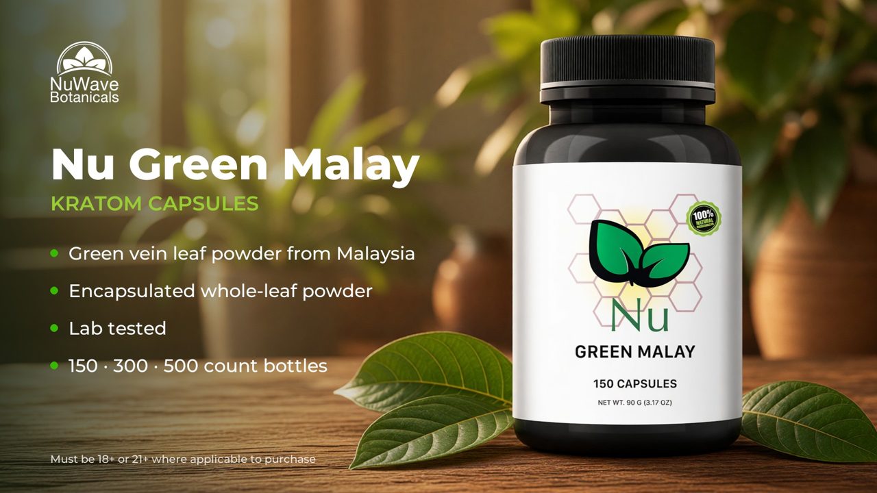 Nu Green Malay Kratom Capsules product video, NuWave Botanicals