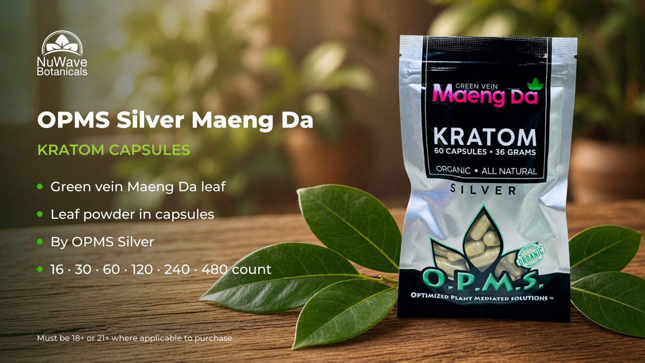OPMS Silver Green Maeng Da Kratom Capsules product video, NuWave Botanicals