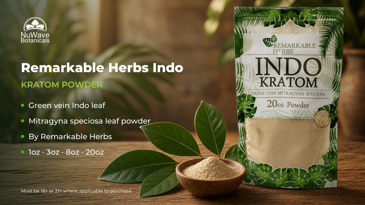 Remarkable Herbs Green Vein Indo Kratom Powder product video, NuWave Botanicals