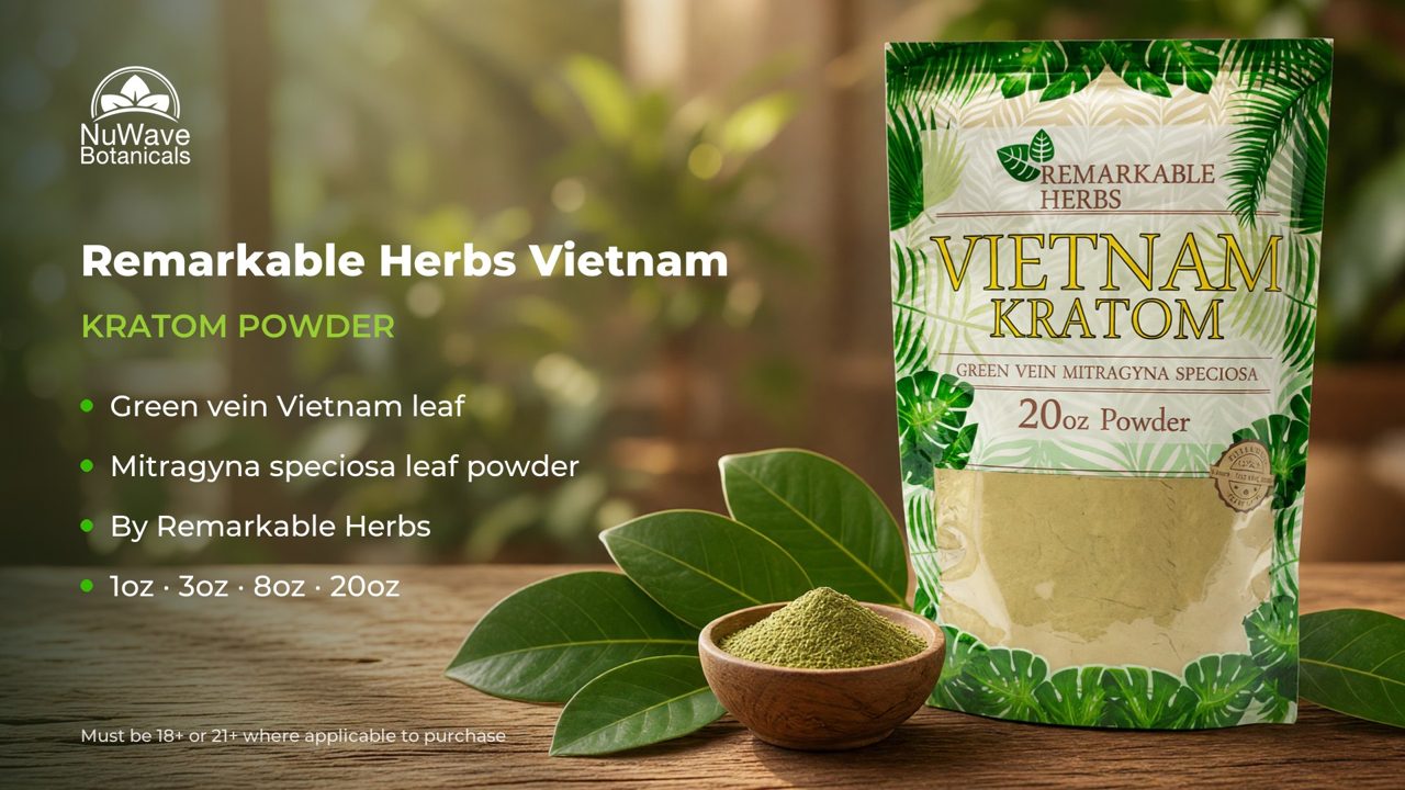 Remarkable Herbs Vietnam Kratom Powder product video, NuWave Botanicals