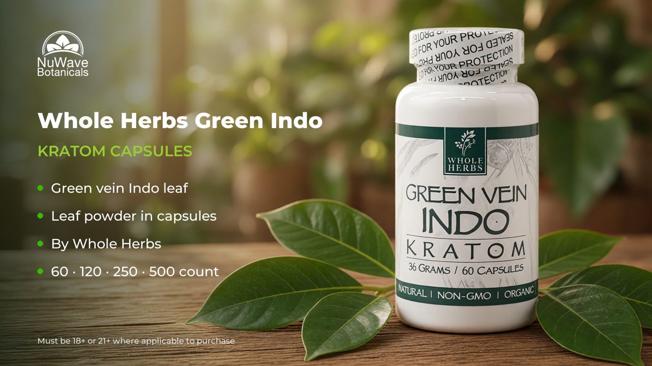 Whole Herbs Green Vein Indo Kratom Capsules product video, NuWave Botanicals
