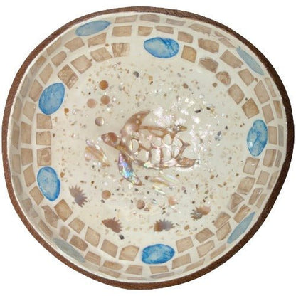 Sea Turtle Coconut Shell Bowl Handcrafted Tropical Tiki Serving & Coastal Décor 5 inch