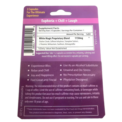 White Magic Capsules Social Lubricant Euphoria Happiness Bliss 2ct