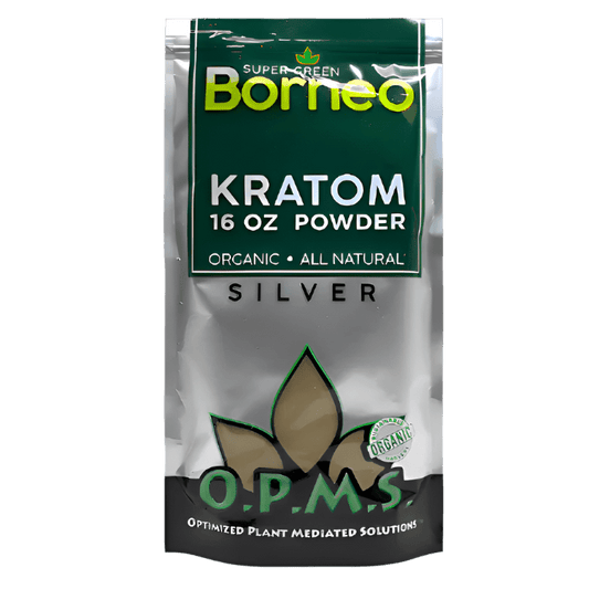 Copy of OPMS Borneo super green kratom silver 16oz powder min
