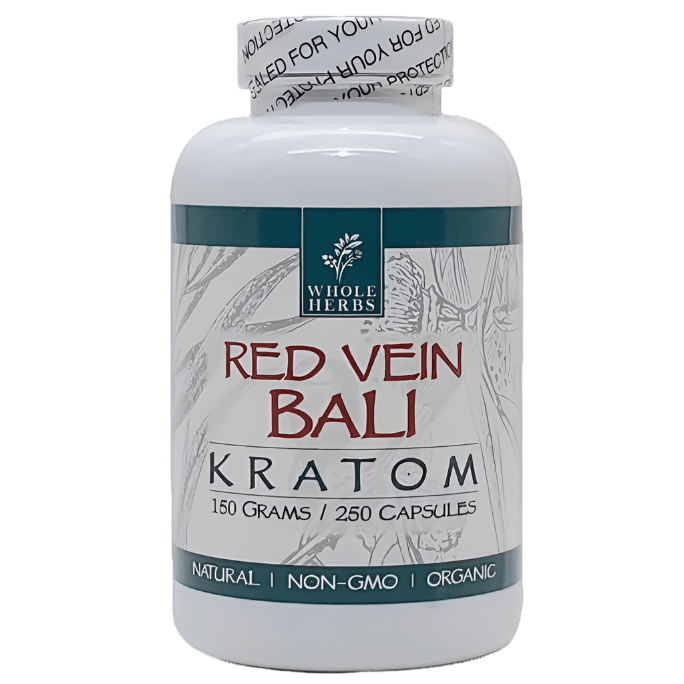 Whole Herbs Red Vein Bali Kratom Capsules