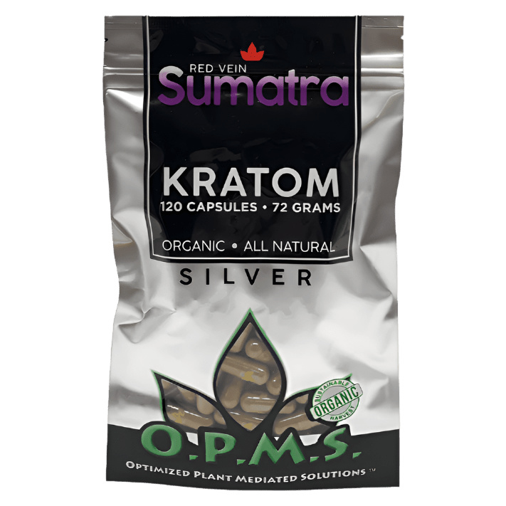 OPMS Sumatra red Vein kratom silver 120 ct min 1