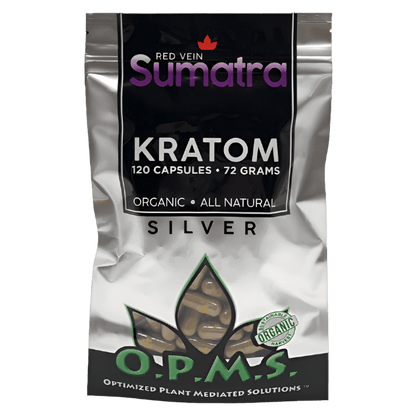 OPMS Sumatra red Vein kratom silver 120 ct min 1